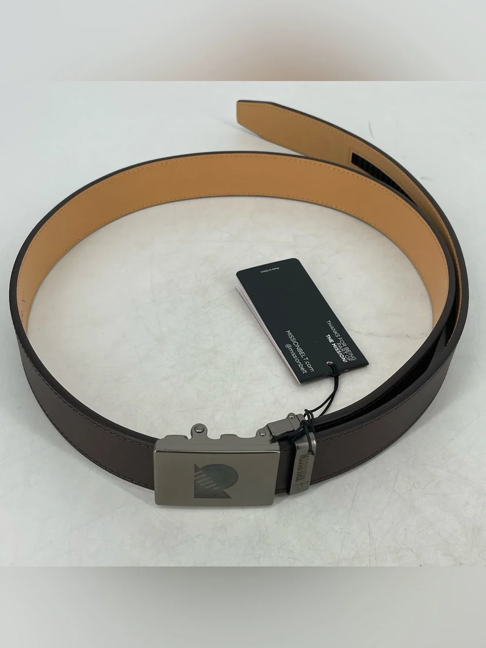 Chocolate Brown 44mm No Holes Adjustable Ratchet Belt Mission Belt- XL 39-42 in